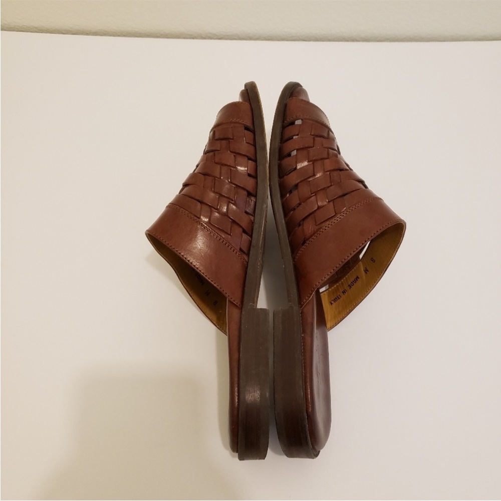 Bally Brown Woven Leather Slide Sandals Men Size 8 Brown - Picture 4 of 9